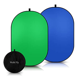 5 X 6.5ft Blue/Green 2-in-1 Background Screen, Foldable Chromakey Background, Used for Photography, Games and Live Streaming, with Bag