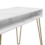 Novogratz Computer Desk with Storage, White Marble