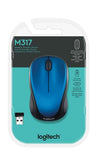 Logitech M317 Wireless Mouse, 2.4 GHz with USB Receiver, 1000 DPI Optical Tracking, 12 Month Battery, Compatible with PC, Mac, Laptop, Chromebook - Blue