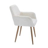 SSLine Faux Fur Vanity Chair Elegant White Furry Makeup Desk Chairs for Girls Women Modern Comfy Fluffy Arm Chair with Wood Look Metal Legs in Bedroom Living Room