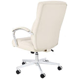 Amazon Basics Modern Executive Chair, 275lb Capacity with Oversized Seat Cushion, Ivory Bonded Leather