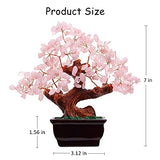 Parma77 Feng Shui Natural Rose Pink Quartz Crystal Money Tree Bonsai Style Decoration for Wealth and Luck