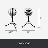 Blue Snowball USB Microphone for PC, Mac, Gaming, Recording, Streaming, Podcasting, Condenser Mic with Cardioid and Omnidirectional Pickup Patterns, Stylish Retro Design – Brushed Aluminum