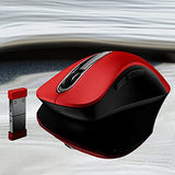 memzuoix 2.4G Wireless Mouse, 1200 DPI Mobile Optical Cordless Mouse with USB Receiver, Portable Computer Mice for Laptop, PC, Desktop, MacBook, 5 Buttons, Red