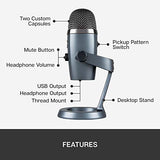 Logitech for Creators Blue Yeti Nano Premium USB Microphone for PC, Mac, Gaming,Recording,Streaming,Podcasting,Condenser Mic with Blue VO!CE Effects, Cardioid&Omni, No-Latency Monitoring-Shadow Grey