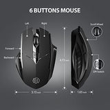 INPHIC Wireless Mouse 700mAh Large Ergonomic Rechargeable 2.4G Optical PC Laptop Cordless Mice with USB Nano Receiver, for Windows Computer Office, Black