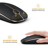 Vssoplor Wireless Mouse, 2.4G Slim Portable Computer Mouse with Nano Receiver Quiet Silent Optical Laptop Mouse for Notebook, PC, Laptop, Computer-Black and Gold