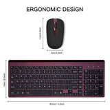 Wireless Keyboard and Mouse Combo, cimetech Compact Full Size Wireless Keyboard and Mouse Set 2.4G Ultra-Thin Sleek Design for Windows, Computer, Desktop, PC, Notebook - (Wine red)