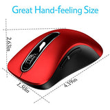 memzuoix 2.4G Wireless Mouse, 1200 DPI Mobile Optical Cordless Mouse with USB Receiver, Portable Computer Mice for Laptop, PC, Desktop, MacBook, 5 Buttons, Red