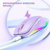 Wireless Mouse Jiggler - LED Wireless Mice with Build-in Mouse Jiggler Mover, Rechargeable Moving Mouse for Computer with Undetectable Random Movement Keeps Computer Awake - Purple