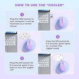 Wireless Mouse Jiggler - LED Wireless Mice with Build-in Mouse Jiggler Mover, Rechargeable Moving Mouse for Computer with Undetectable Random Movement Keeps Computer Awake - Purple