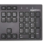 Amazon Basics Low-Profile Wired USB Keyboard with US Layout (QWERTY), Matte Black