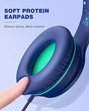 ELECDER i45 On-Ear Headphones with Microphone - Foldable Stereo Bass Headphones with No-Tangle 1.5M Cord, 3.5MM Jack, Portable Wired Headphones for School/Kids/Teens/Smartphones/Travel/Tablet - Blue