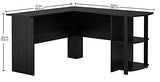 Ameriwood Home Dakota L-Shaped Desk with Bookshelves (Black Ebony Ash)