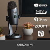 Logitech for Creators Blue Yeti Nano Premium USB Microphone for PC, Mac, Gaming,Recording,Streaming,Podcasting,Condenser Mic with Blue VO!CE Effects, Cardioid&Omni, No-Latency Monitoring-Shadow Grey