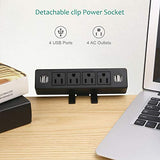 Desk Edge Power Strip with 4 USB Port Removable Clamp Power Outlet Socket with USB 6.5 ft Extension Cord Connect 4 Plugs for Home Office Reading