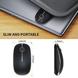 Vssoplor Wireless Mouse, 2.4G Slim Portable Computer Mouse with Nano Receiver Quiet Silent Optical Laptop Mouse for Notebook, PC, Laptop, Computer-Black and Gold