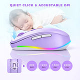 Wireless Mouse Jiggler - LED Wireless Mice with Build-in Mouse Jiggler Mover, Rechargeable Moving Mouse for Computer with Undetectable Random Movement Keeps Computer Awake - Purple