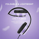 LORELEI X8 Over-Ear Wired Headphones with Microphone with 1.45m-Tangle-Free Nylon Line&3.5mm Plug,Lightweight Foldable & Portable Headphones for Smartphone,Tablet,Computer,Mp3/4(Dark Purple)