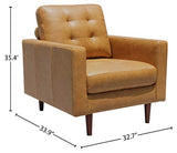 Amazon Brand – Rivet Cove Mid-Century Modern Tufted Leather Accent Chair, 32.7"W, Caramel