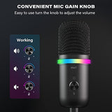 WMT USB Microphone, Condenser Gaming Microphone for PC/MAC/PS4/PS5/Phone- Cardioid Mic with Brilliant RGB Lighting Headphone Output Volume Control, Mute Button, for Streaming Podcast YouTube Discord