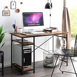 Engriy Writing Computer Desk 47", Home Office Study Desk with 2 Storage Shelves on Left or Right Side, Industrial Simple Style Wood Table Metal Frame for PC Laptop Notebook