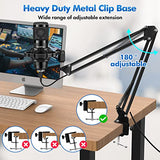 USB Microphone, Professional Microphone 192kHz/24Bit Plug & Play PC Computer Microphone Condenser Cardioid Mic Kit with Adjustable Boom Arm Stand Shock Mount,for Podcast, Streaming, Studio Recording