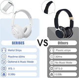 Bluetooth Headphones Over Ear,BERIBES 65H Playtime and 6 EQ Music Modes Wireless Headphones with Microphone,HiFi Stereo Foldable Lightweight Headset,Deep Bass for Home Office Cellphone PC Etc.(White)