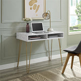 Novogratz Computer Desk with Storage, White Marble