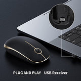 Vssoplor Wireless Mouse, 2.4G Slim Portable Computer Mouse with Nano Receiver Quiet Silent Optical Laptop Mouse for Notebook, PC, Laptop, Computer-Black and Gold