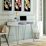 Novogratz Computer Desk with Storage, White Marble