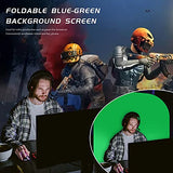 5 X 6.5ft Blue/Green 2-in-1 Background Screen, Foldable Chromakey Background, Used for Photography, Games and Live Streaming, with Bag