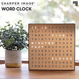 Sharper Image Light Up Electronic Word Clock, Copper Finish with LED Light Display, USB Cord and Power Adapter, 7.75in Square Face, Unique Contemporary Home and Office Decor