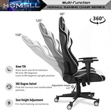 Homall Gaming Chair Office Chair High Back Computer Chair Leather Desk Chair Racing Executive Ergonomic Adjustable Swivel Task Chair with Headrest and Lumbar Support (White)