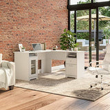 Bush Furniture Cabot 60W L Shaped Computer Desk in White